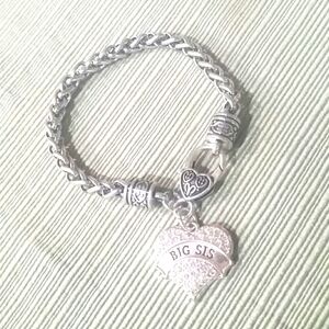 Silver plated bracelet big sis Heart CZ Pave charm